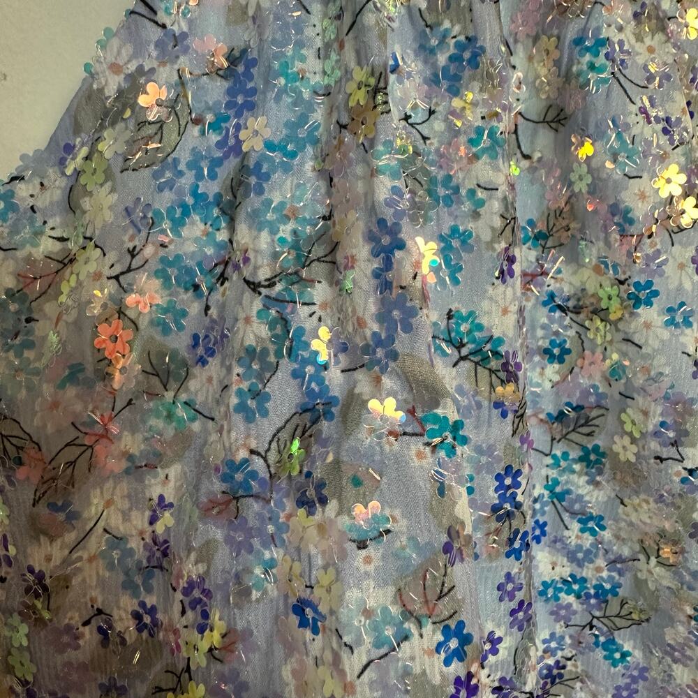 Queen of Sparkles Floral Sequin Feather Tank Purple Top Flower Glitter Medium - Picture 11 of 11